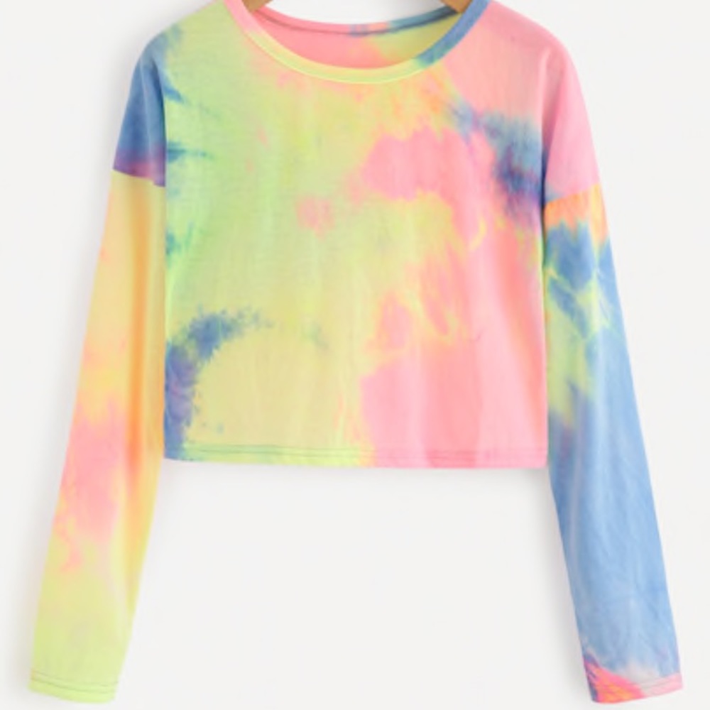 water color tye dye long sleeve crop top